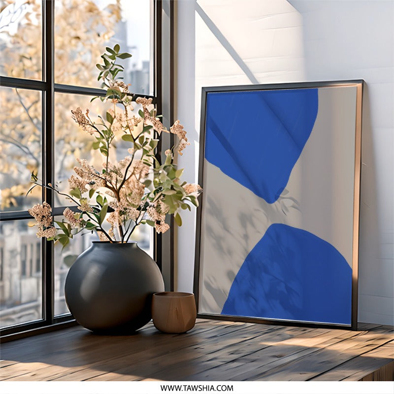 Minimalist Blue Shapes Wall Art, Abstract Art Print, Modern Home Decor, Contemporary Art, Unique Wall Decor, Statement Wall Art - Tawshia