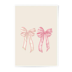 Pink Bow Photographic Print, Girly Decor, Nursery Art, Cute Bows, Pink Stripes, Wall Art, Home Decor, Gift Idea, Bow Illustration - Tawshia