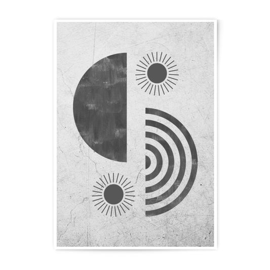 Abstract Sun Photographic Print, Modern Geometric Art, Minimalist Wall Decor, Circle and Rays Print, Scandinavian Style Art, Wall Art Print - Tawshia