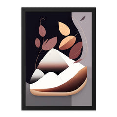 Abstract Mountain Wall Art, Minimalist Geometric Art, Autumn Leaf Decor, Contemporary Home Decor, Modern Wall Hanging, Nature Inspired Art - Tawshia