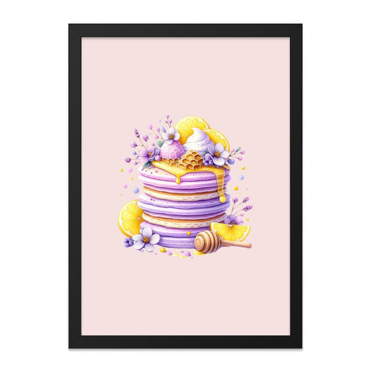Lemon Lavender Pancake Wall Art, Honeycomb Decor, Pastel Kitchen Print, Foodie Gift, Modern Wall Art, Unique Home Decor - Tawshia