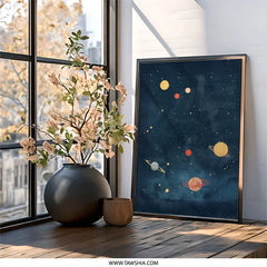 Celestial Wall Art, Planet Print, Space Artwork, Starry Night Sky, Kids Room Decor, Nursery Wall Decor, Galaxy Art, Universe Wall Art - Tawshia