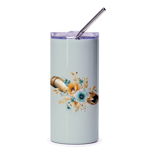 Floral Telescope Tumbler, Astronomy Tumbler, Personalized Gift, Space Lover Gift, Science Tumbler, Unique Drinkware, Custom Tumbler - Tawshia