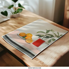 Still Life Photographic Print, Oranges, Potted Plant, Modern Art Print, Minimalist Home Decor, Kitchen Wall Art, Fruit Photography - Tawshia