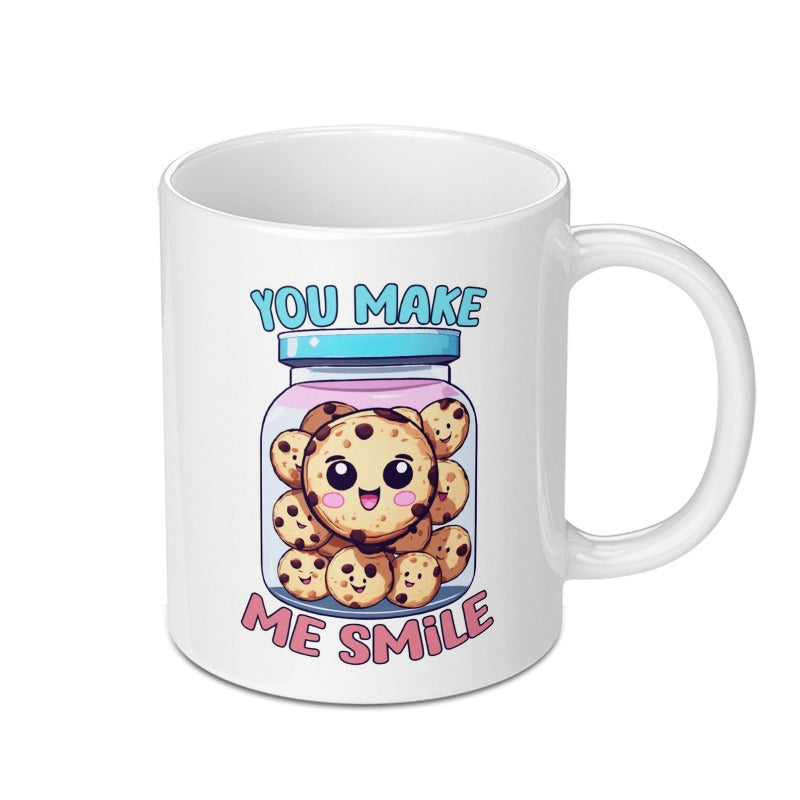 You Make Me Smile Mug, Cute Cookie Jar Mug, Funny Mug Gift, Kawaii Mug, Happy Mug, Graphic Mug, Hot Beverage Mug - Tawshia