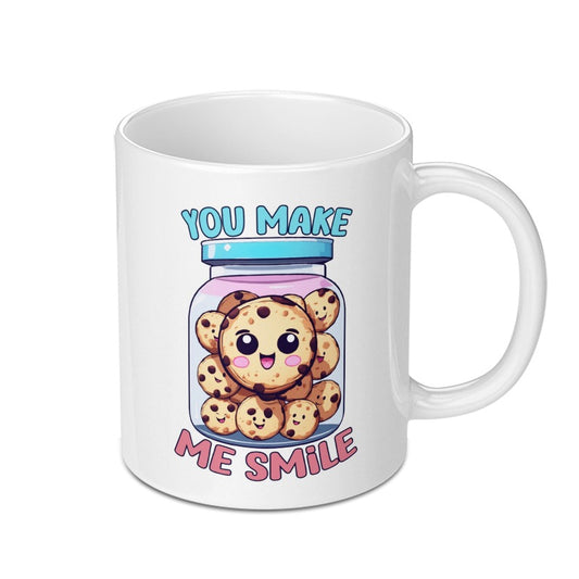 You Make Me Smile Mug, Cute Cookie Jar Mug, Funny Mug Gift, Kawaii Mug, Happy Mug, Graphic Mug, Hot Beverage Mug - Tawshia