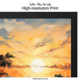 Sunset Landscape Wall Art, Impressionist Painting Print, Golden Hour Field, Scenic Nature Artwork, Serene River Home Decor - Tawshia
