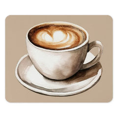 Watercolor Coffee MousePad, Latte Art Mouse Pad, Coffee Lover Gift, Office Decor Mousepad, Heart Design Mousepad - Tawshia