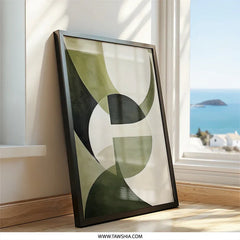 Abstract Geometric Wall Art, Modern Olive Green Print, Minimalist Home Decor, Contemporary Art Print, Unique Wall Decor - Tawshia