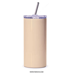 Stylish Beige Insulated Tumbler with Straw Drinkware Product