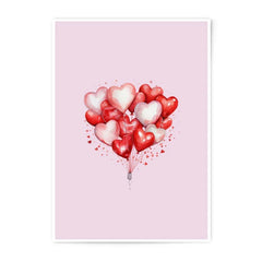 Heart Balloons Photographic Prints, Love Decor, Valentines Day Gift, Romantic Wall Art, Anniversary Gift, Watercolor Art Print - Tawshia