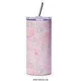 Compass Rose Tumbler, Floral Compass Tumbler, Pink Flower Design Tumbler, Travel Lover Gift, Adventure Tumbler, Personalized Tumbler - Tawshia