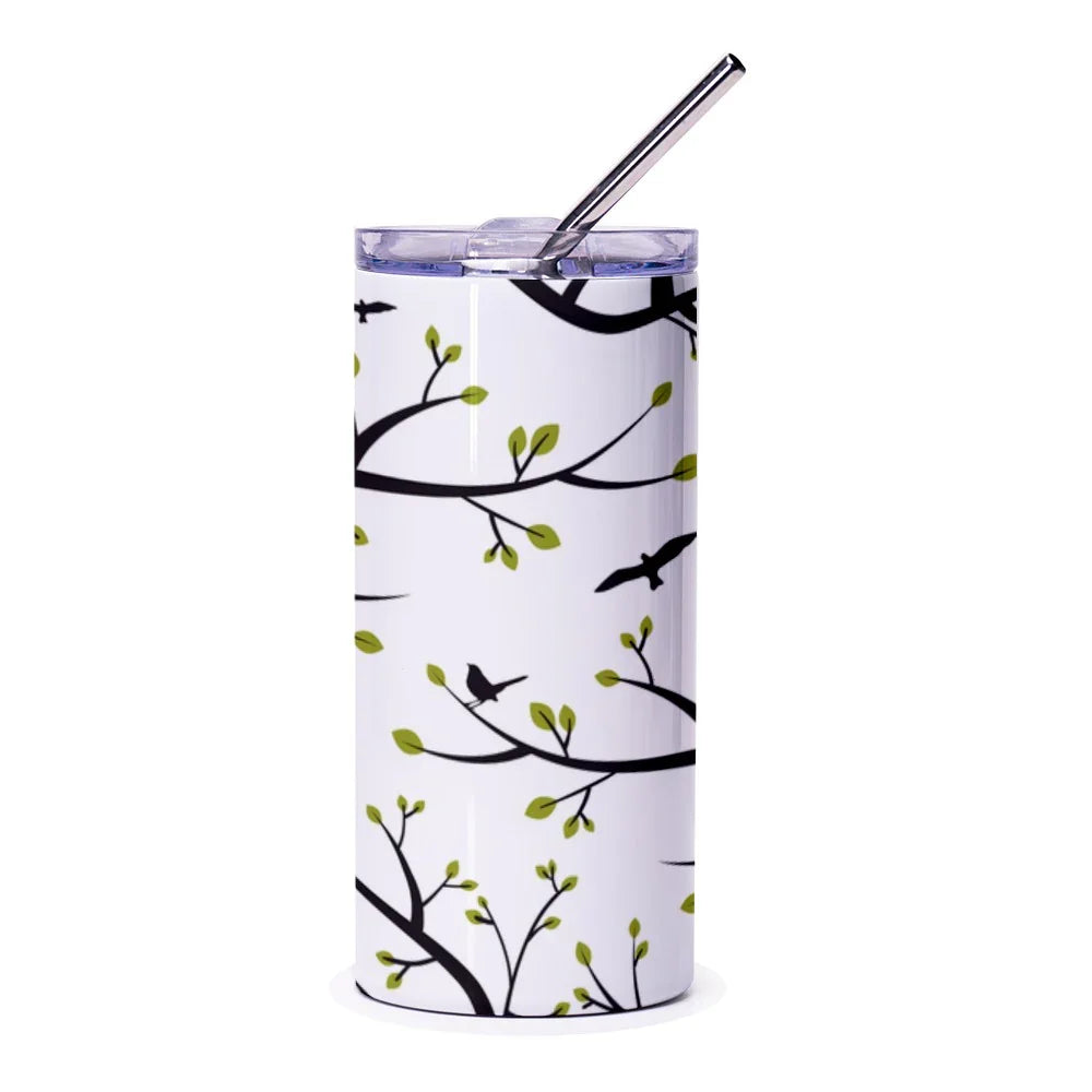 Stylish White Tumbler with Bird and Branch Design product type