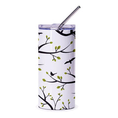 Stylish White Tumbler with Bird and Branch Design product type