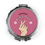 Mini Heart Pocket Mirror, Big Love Hand Gesture, K Pop Inspired Gift, Cute Compact Mirror, Aesthetic Mirror, Purse Mirror - Tawshia