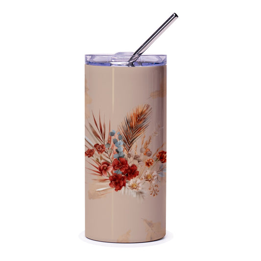 Floral Tumbler, Bohemian Flower Tumbler, Red Flowers, Modern Flower Tumbler, Gift for Her, Trendy Tumbler, Artistic Tumbler, Travel Tumbler - Tawshia