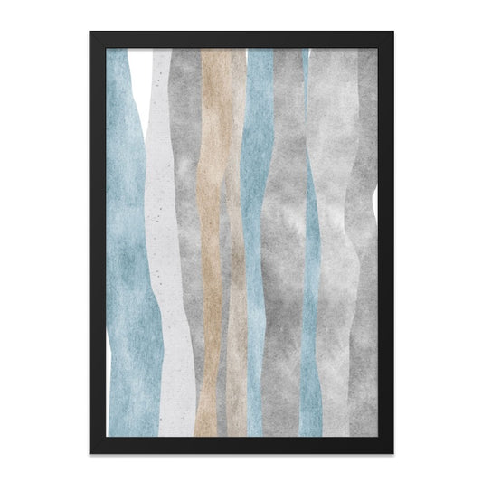 Abstract Watercolor Wall Art, Modern Vertical Stripes Print, Blue Tan Gray Home Decor, Contemporary Art Print, Unique Wall Decor - Tawshia