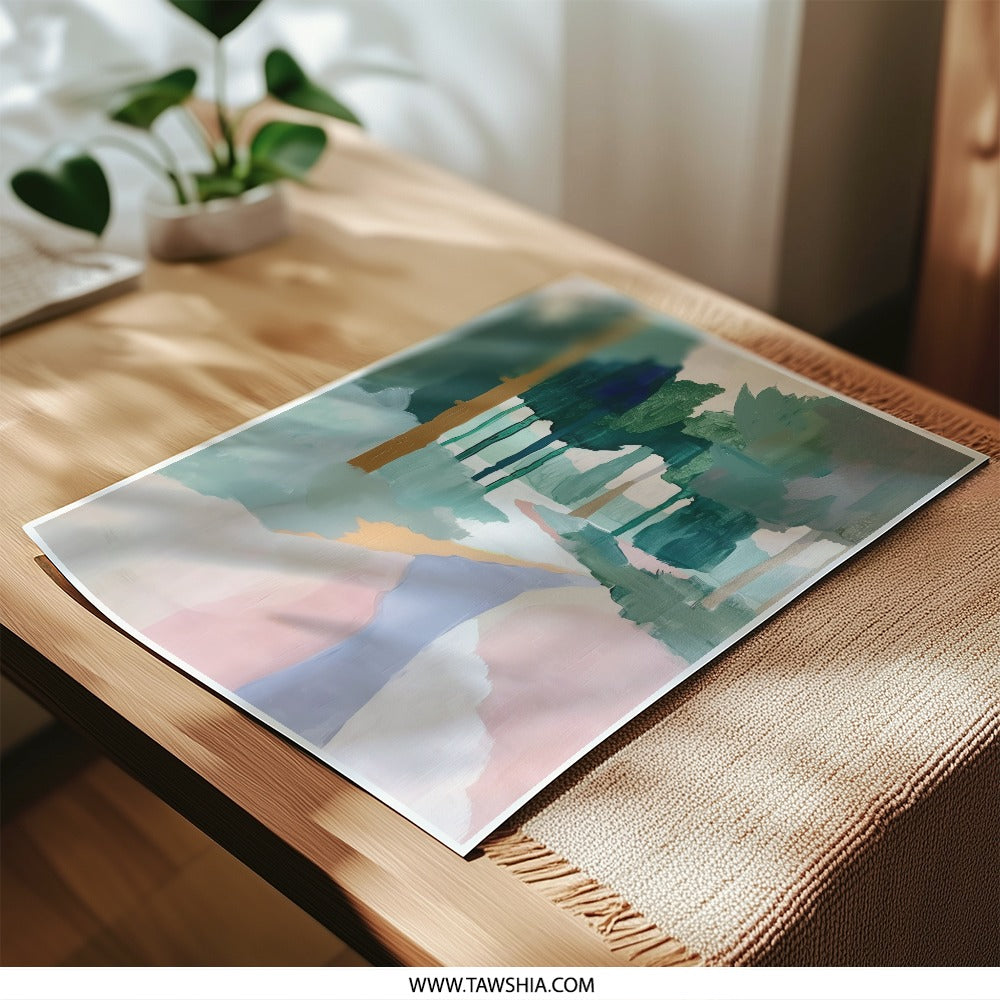 Abstract Forest Photographic Print, Pastel Landscape Art, Modern Wall Decor, Nature Photography, Home Decor Prints, Stylish Art Print - Tawshia