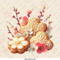 Cookie Floral Pinback Button, Heart Shaped Cookies, Flower Pin, Cute Button Badge, Button for Backpacks, Aesthetic Button, Treat Pin Button - Tawshia