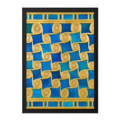 Abstract Pattern Wall Art, Gold and Blue Home Decor, Geometric Print, Modern Wall Hanging, Unique Art Print, Contemporary Wall Decor - Tawshia