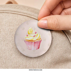 Lemon Cupcake Pinback, Foodie Flair, Cute Badge, Cupcake Lover, Gift Idea, Yummy Accessory, Unique Pin, Sweet Treat Pinback - Tawshia