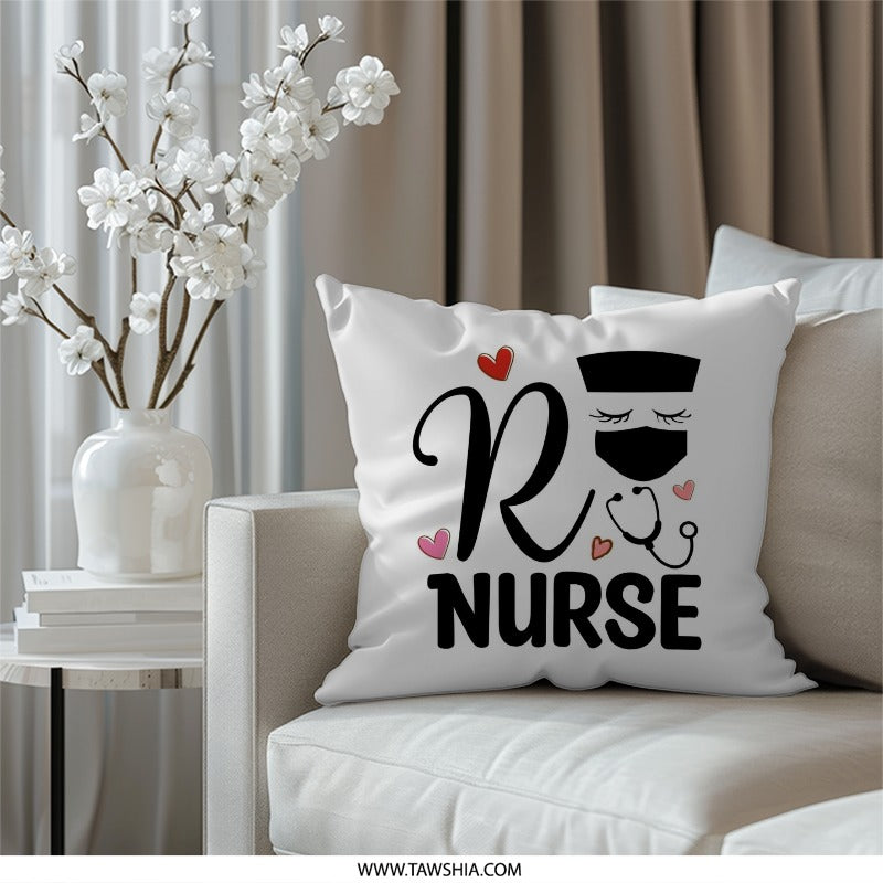 RN Nurse Pillow, Nurse Pillow Gift, Registered Nurse Pillow, Medical Pillow Decor, Heart Nurse Pillow, Healthcare Worker Pillow - Tawshia