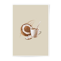 Coconut Coffee Art Print, Kitchen Decor, Tropical Drink Photo, Minimalist Wall Art, Modern Photographic Prints, Cafe Art Print, Food Photo - Tawshia