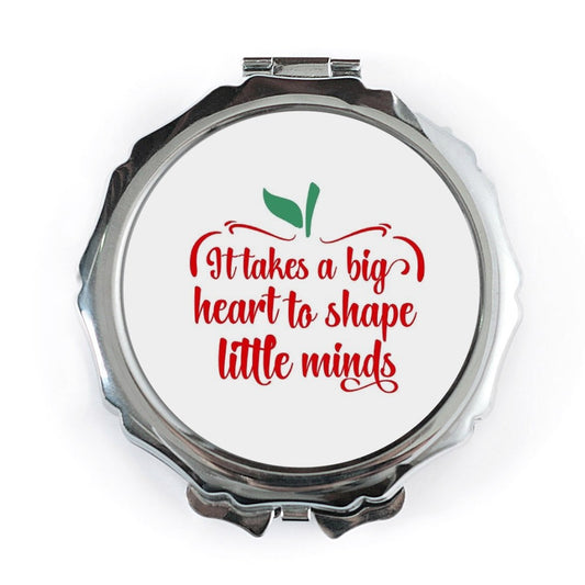 Teacher Appreciation Pocket Mirror, Big Heart Little Minds Quote, End of Year Gift, Teacher Gift Idea, Mentor, Makeup Mirror, Compact Mirror - Tawshia