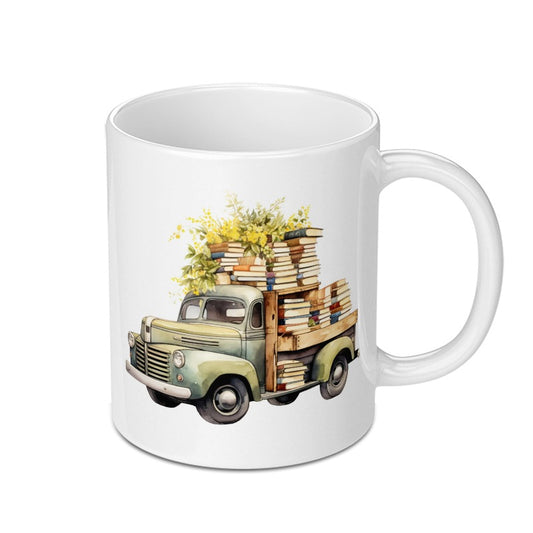 Book Truck Mug, Vintage Truck, Reading Lover Gift, Bookish Mug, Bookworm Gift, Truck Art Mug, Cute Mug, Coffee Mug, Tea Mug, Gift for Reader - Tawshia