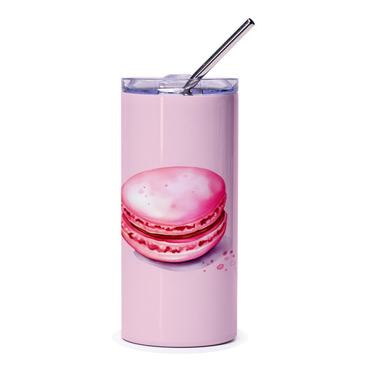 Pink Macaron Tumbler, Sweet Treat Tumbler, Pastry Lover Gift, Foodie Tumbler, Delicious Dessert Tumbler, Stainless Steel Tumbler - Tawshia