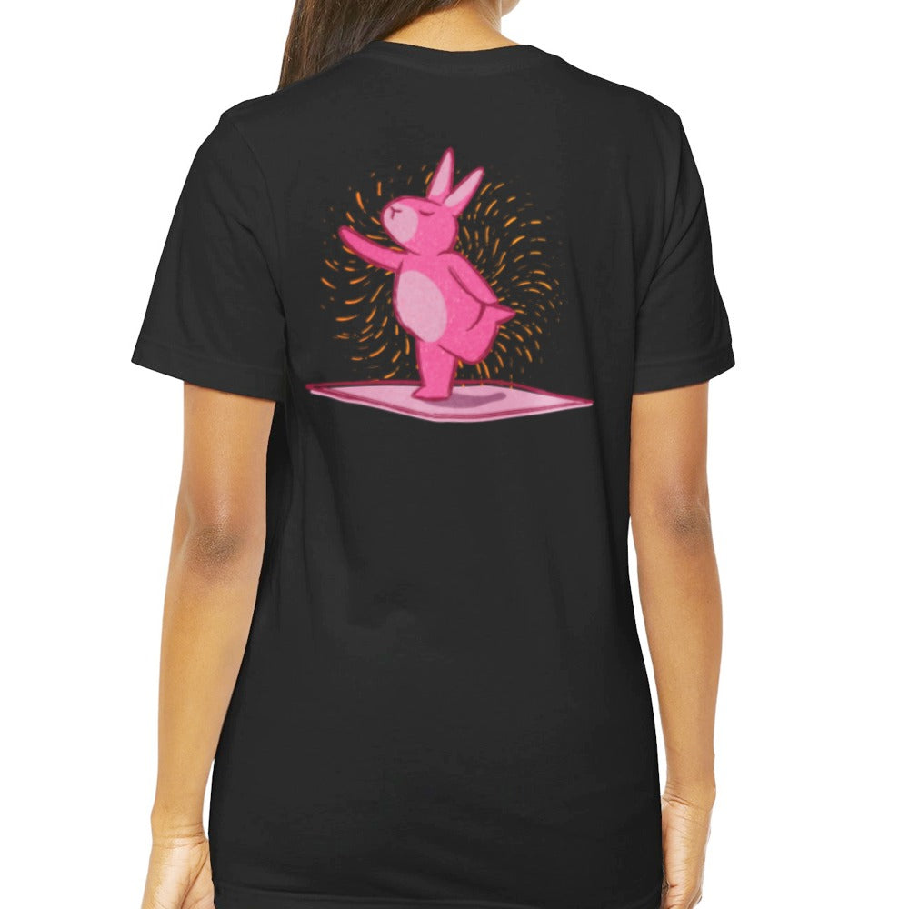 Cute Pink Dancing Bunny on Black T-Shirt product type
