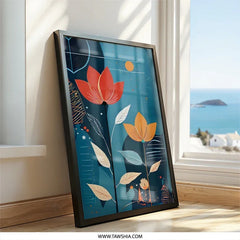 Floral Wall Art, Abstract Flowers Print, Botanical Art, Modern Wall Decor, Home Decor, Flower Illustration, Red Orange Floral Art - Tawshia