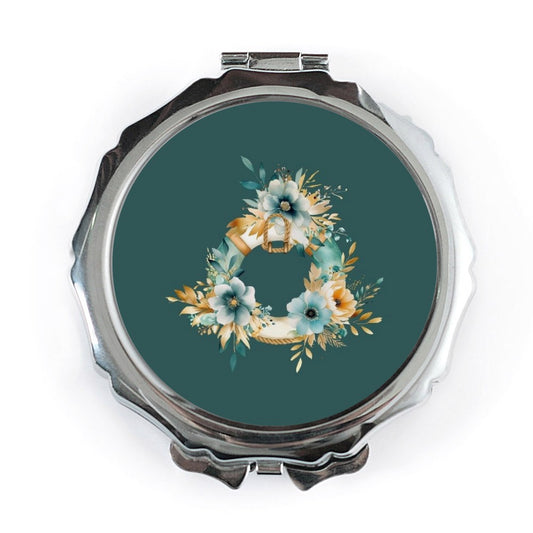 Floral Wreath Pocket Mirror, Elegant Compact Mirror, Aesthetic Makeup Mirror, Gift for Her, Pocket Mirror for Purses, Travel Mirror - Tawshia