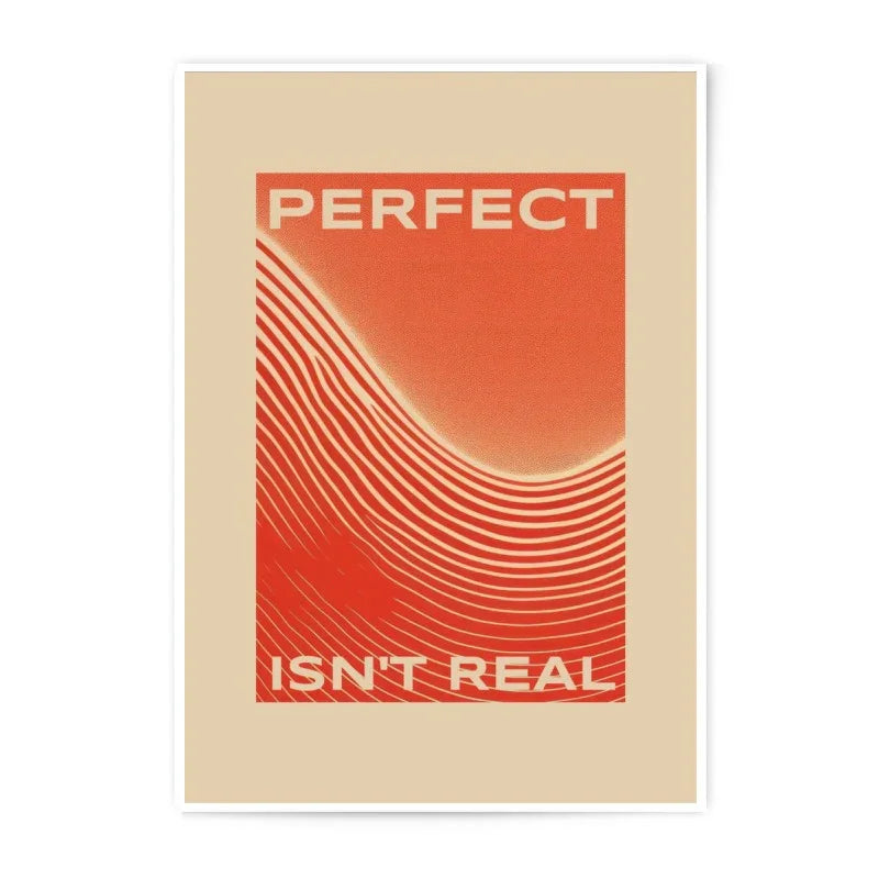 Imperfect Photographic Print, Orange Wavy Lines Wall Art, Trendy Positive Quote Decor, Motivational Aesthetic Poster, Modern Home Decor - Tawshia