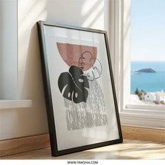 Monstera Wall Art, Abstract Art Print, Geometric Wall Decor, Modern Home Decor, Tropical Leaf Art, Housewarming Gift Idea - Tawshia