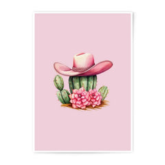 Pink Cowboy Hat Photographic Prints, Cactus Art, Western Decor, Floral Accent, Desert Theme, Girly Wall Art, Southwestern Style (139) - Tawshia