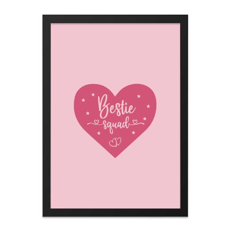 Bestie Squad Wall Art, Friend Gift, Best Friends Forever Decor, Friendship Goals, Gift for BFF, Pink Heart Wall Decor, Fun Room Decor - Tawshia