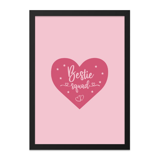 Bestie Squad Wall Art, Friend Gift, Best Friends Forever Decor, Friendship Goals, Gift for BFF, Pink Heart Wall Decor, Fun Room Decor - Tawshia