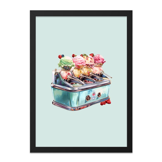 Ice Cream Machine Wall Art, Dessert Print, Vintage Style Food Art, Kitchen Decor, Colorful Illustration, Fun Home Decor - Tawshia