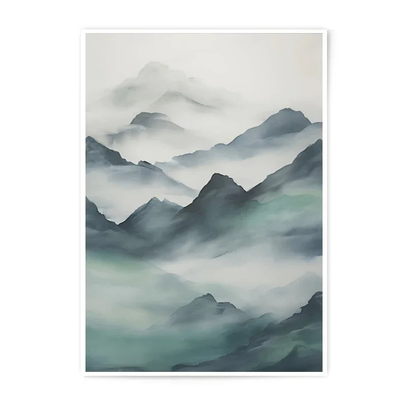 Misty Mountain Photographic Print, Landscape Wall Art, Scenic Home Decor, Nature Photography, Mountain Range, Fine Art Print, Calming - Tawshia