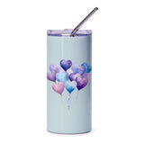 Heart Balloon Tumbler, Watercolor Hearts, Valentine's Day Gift, Cute Tumbler, Pastel Colors, Gift for Her, Birthday Gift - Tawshia