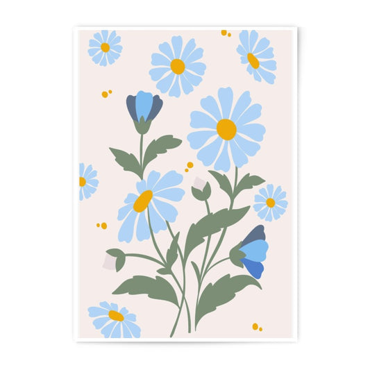 Daisy Photographic Print, Floral Print, Flower Art, Botanical Wall Decor, Blue Flower Print, Home Decor, Flower Photography - Tawshia