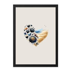 Seashell Heart Wall Art, Beachy Home Decor, Coastal Art Print, Seashells, Starfish, Watercolor Wall Art, Ocean Lover Gift - Tawshia