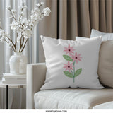 Pink Flowers Pillow, Floral Accent Pillow, Botanical Pillow, Decorative Throw Pillow, Modern Pillow, Spring Decor Pillow - Tawshia