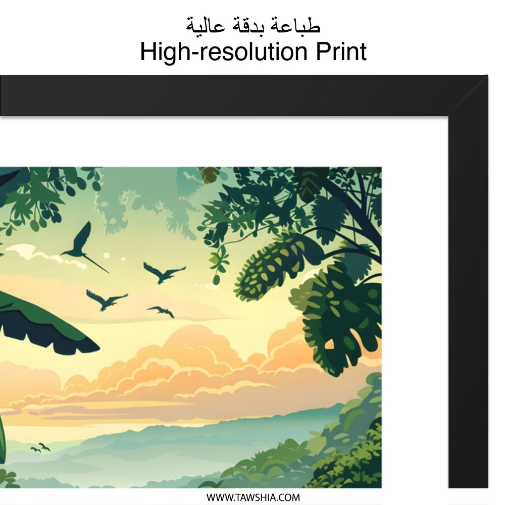 Monteverde Cloud Forest Wall Art, Tropical Landscape Art Print, Costa Rica Scenery Home Decor, Exotic Bird Nature Wall Decor - Tawshia