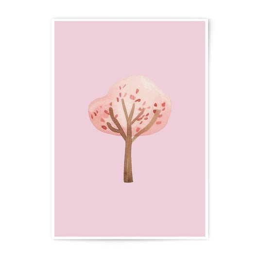 Pink Tree Photographic Prints, Watercolor Art Print, Minimalist Wall Decor, Nursery Art, Cute Tree Illustration, Wall Art Prints - Tawshia