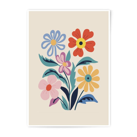 Floral Photographic Print, Colorful Flower Art, Flower Bouquet Illustration, Modern Botanical Wall Decor, Floral Home Decor - Tawshia