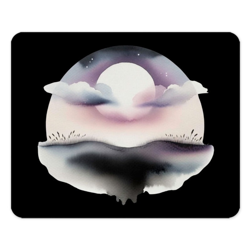 Watercolor Moon Mouse Pad, Pastel Sky Desk Mat, Night Sky Gaming Mat, Celestial Art Mousepad, Fantasy Landscape Computer Accessories - Tawshia