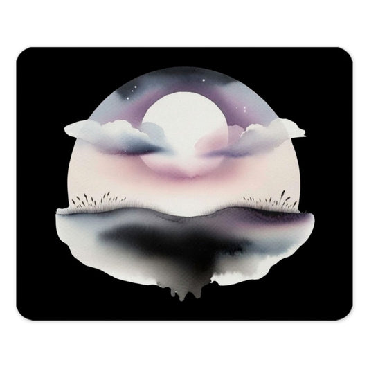Watercolor Moon Mouse Pad, Pastel Sky Desk Mat, Night Sky Gaming Mat, Celestial Art Mousepad, Fantasy Landscape Computer Accessories - Tawshia