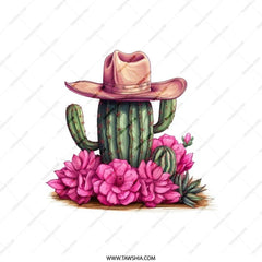Cactus Cowboy Pillow, Western Decor Pillow, Pink Flowers Pillow, Desert Home Decor, Southwest Pillow, Floral Throw Pillow, Farmhouse Pillow - Tawshia